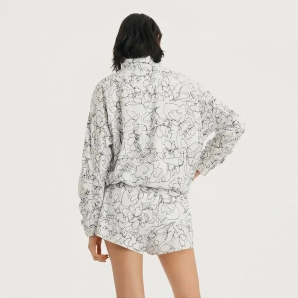Dkny Sport Women's Ruched Windbreaker - White Sketch XL Size NWT - Picture 3 of 9